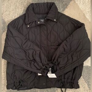 NWT Zara Women’s Black Water Repellent Jacket Size Small
